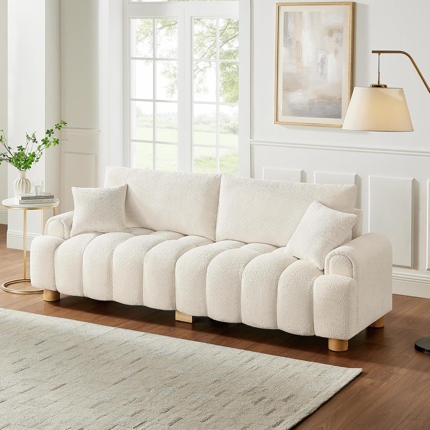 Boucle Cloud Sofa 3-Seater with Pillows