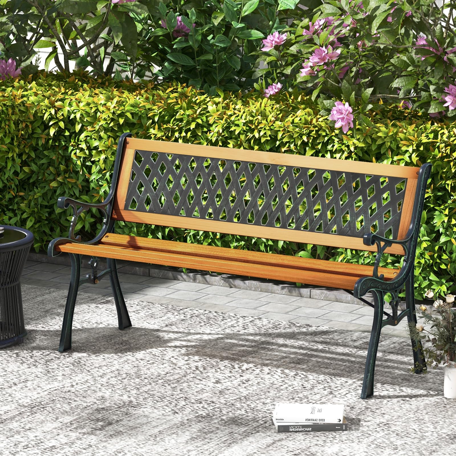 Cast Iron & Hardwood Outdoor Garden Bench