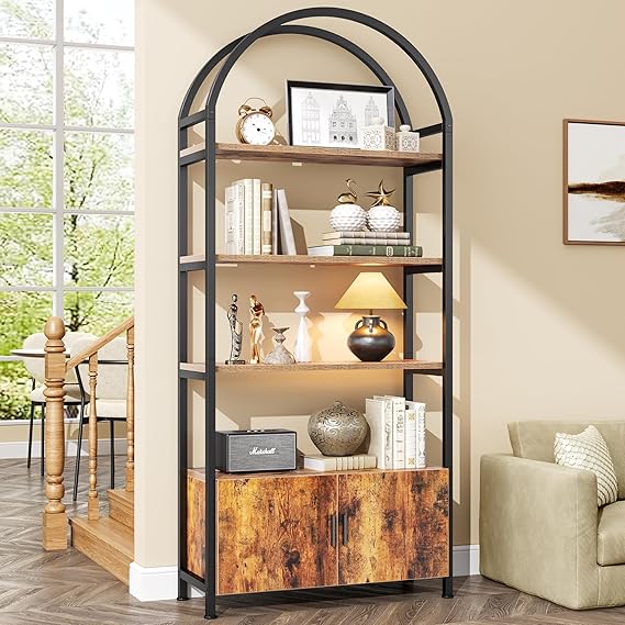 Arched Bookshelf 5-Tier Modern Display Shelving Unit