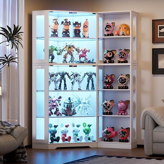 Farmhouse Display Curio Cabinet with LED Lights