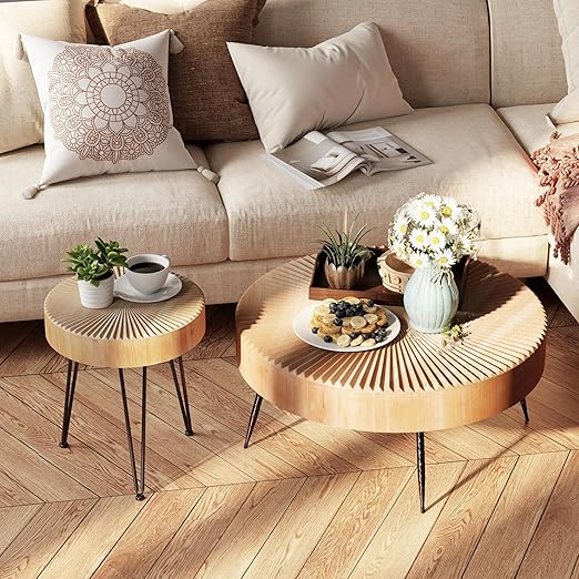 Round Nesting Coffee Table Set