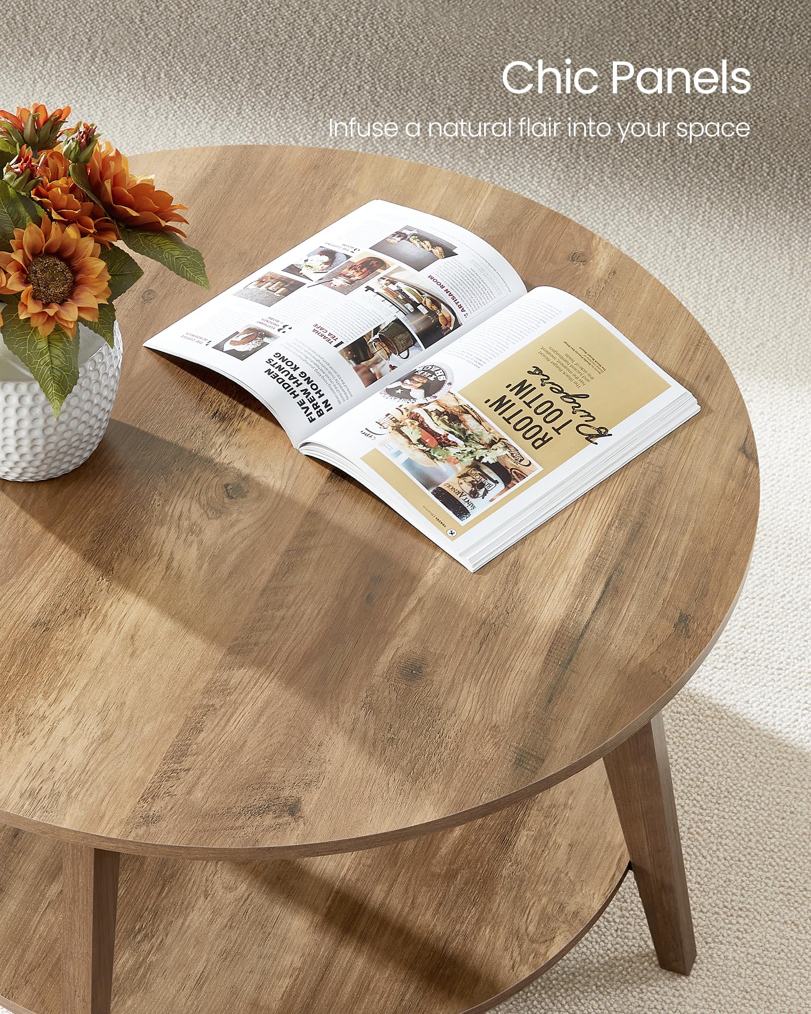 Round Coffee Table 2-Tier with Storage