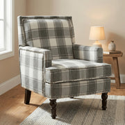 Mid-Century Modern Plaid Accent Chair
