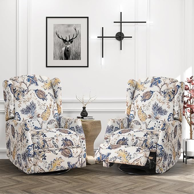 Swivel Wingback Rocking Recliner Chair Set of 2