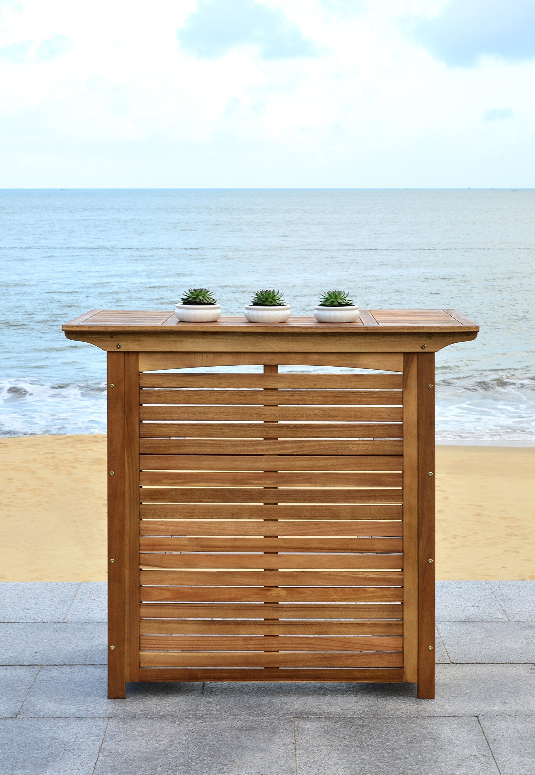 Acacia Wood Outdoor Bar Table Teak Brown