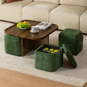 Square Coffee Table with Storage Ottomans