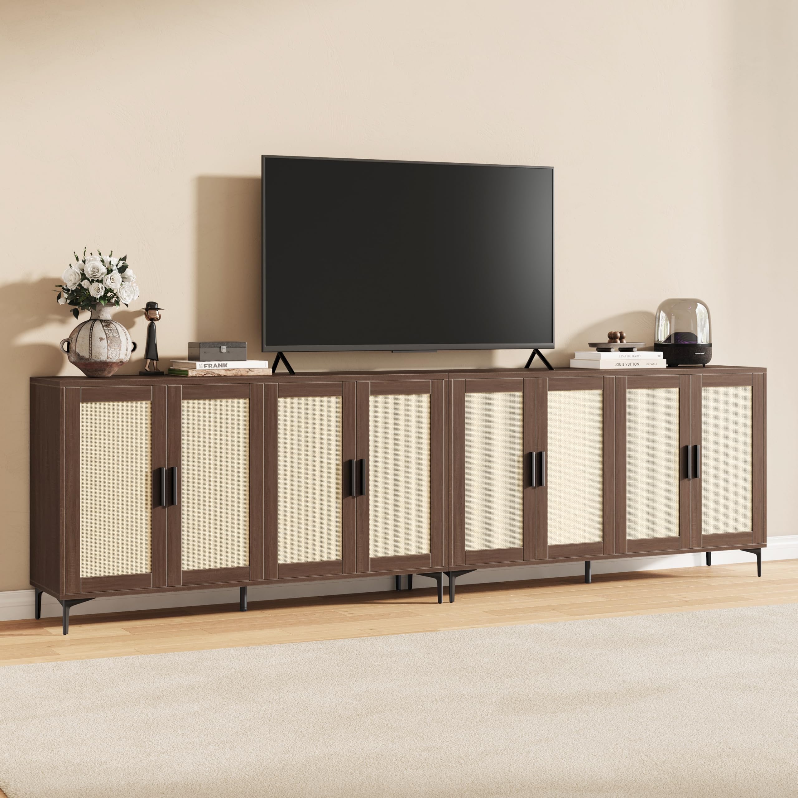 48" Rattan Buffet Cabinet with Adjustable Shelves