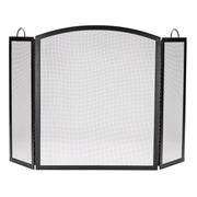 3-Panel Black Iron Fireplace Screen