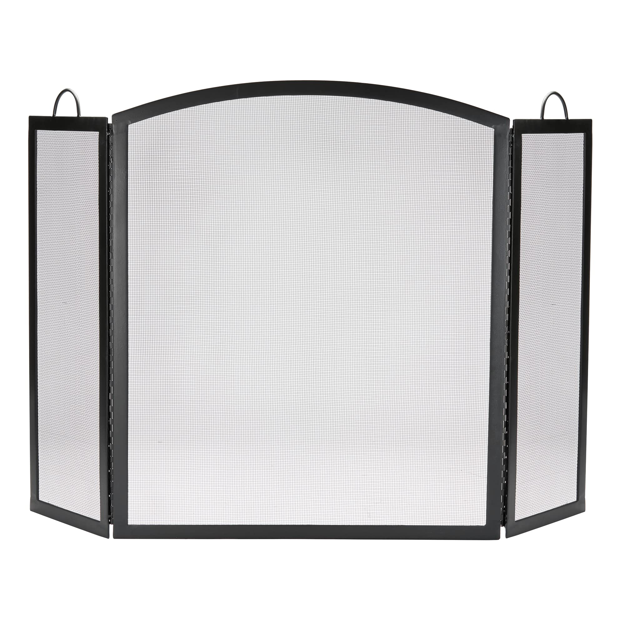 3-Panel Black Iron Fireplace Screen