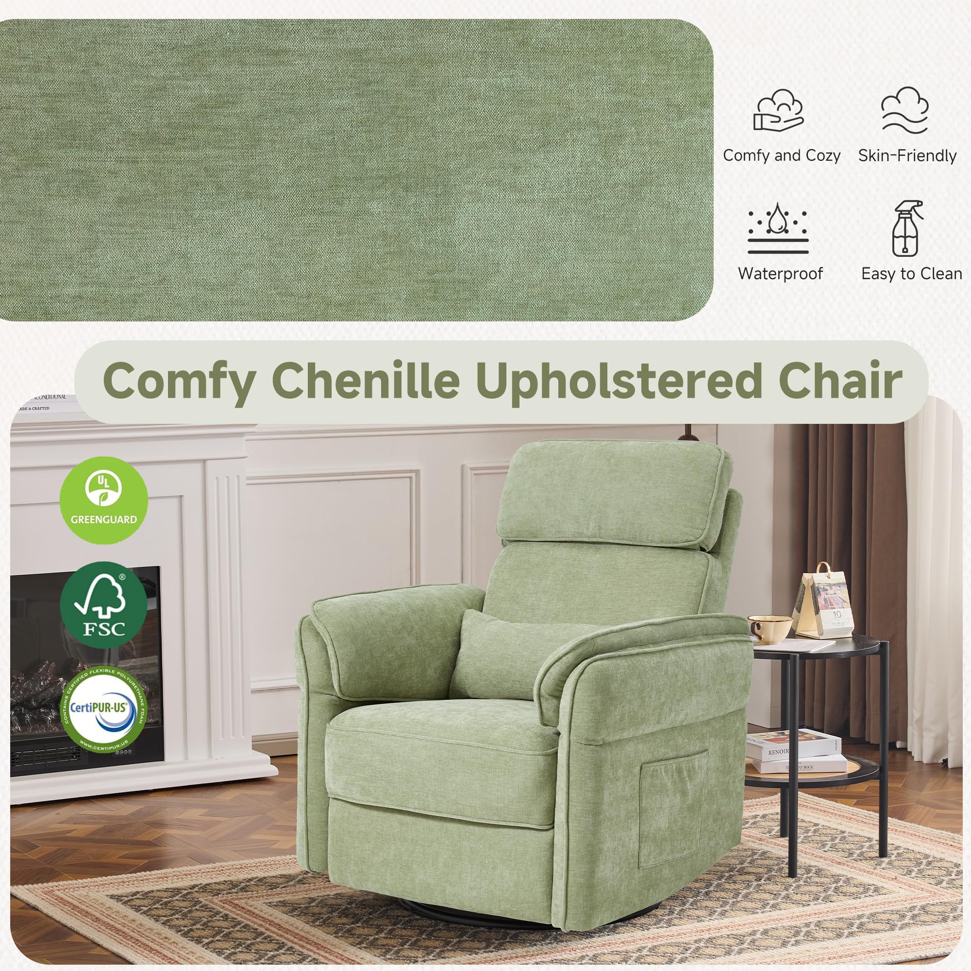 Power Swivel Glider Recliner Chair with Adjustable Armrests