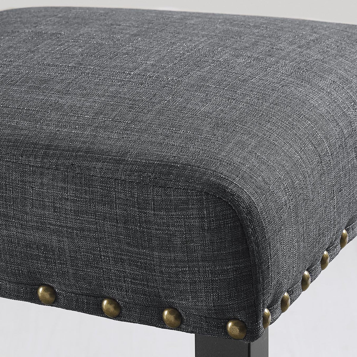 Gray Fabric Dining Chairs with Nailhead Trim - Set of 2