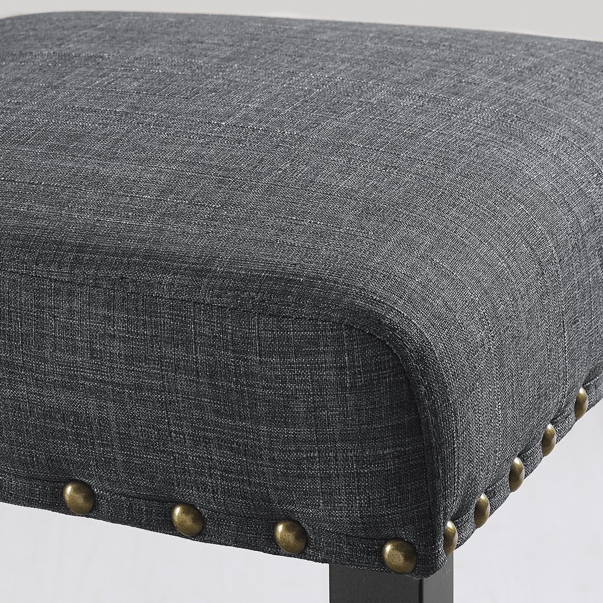 Gray Fabric Dining Chairs with Nailhead Trim - Set of 2