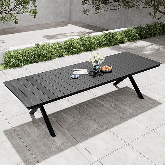 94" Outdoor Dining Table for 8-10 with Umbrella Hole