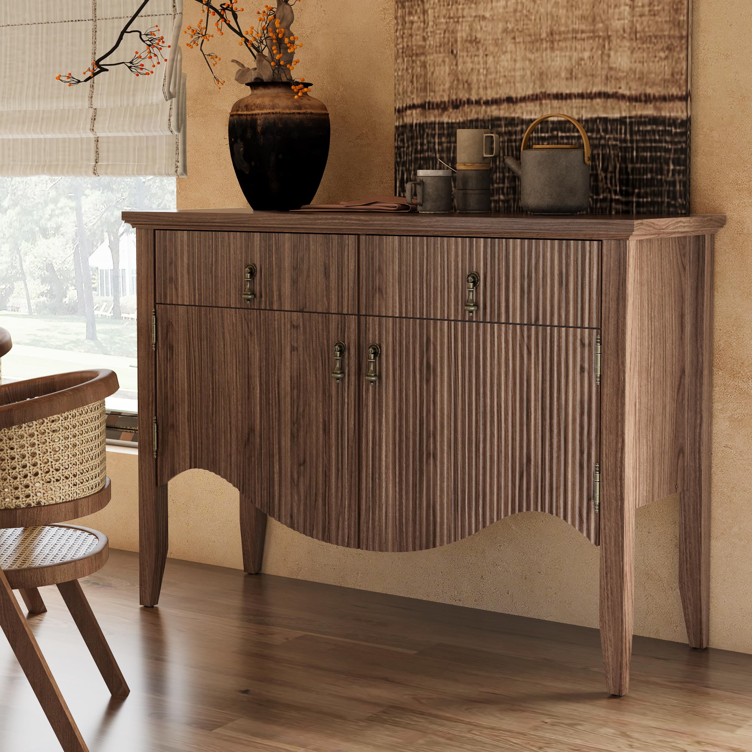 40" Retro Fluted Buffet Cabinet with Storage