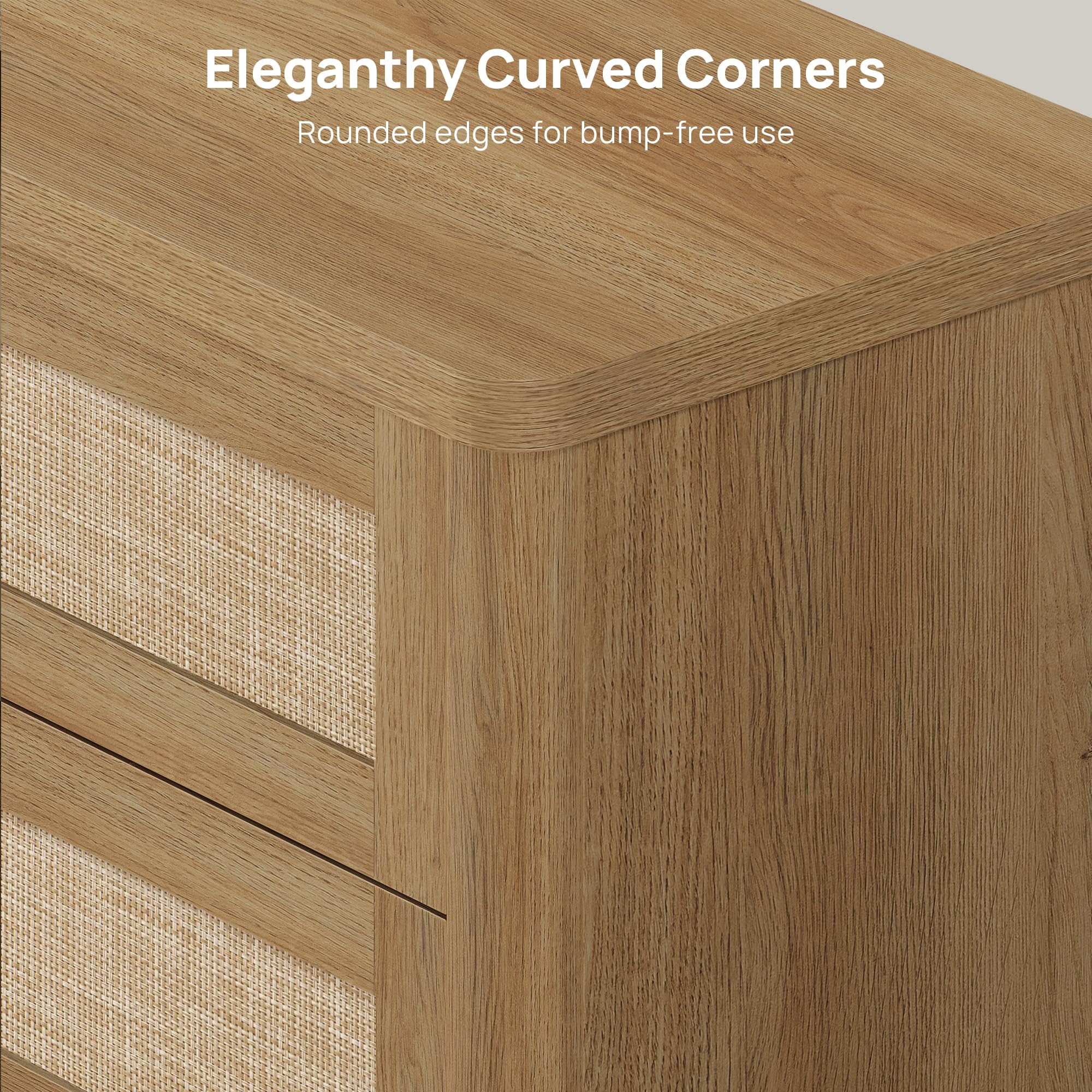 Rattan Nightstand Set of 2 with 3 Drawers