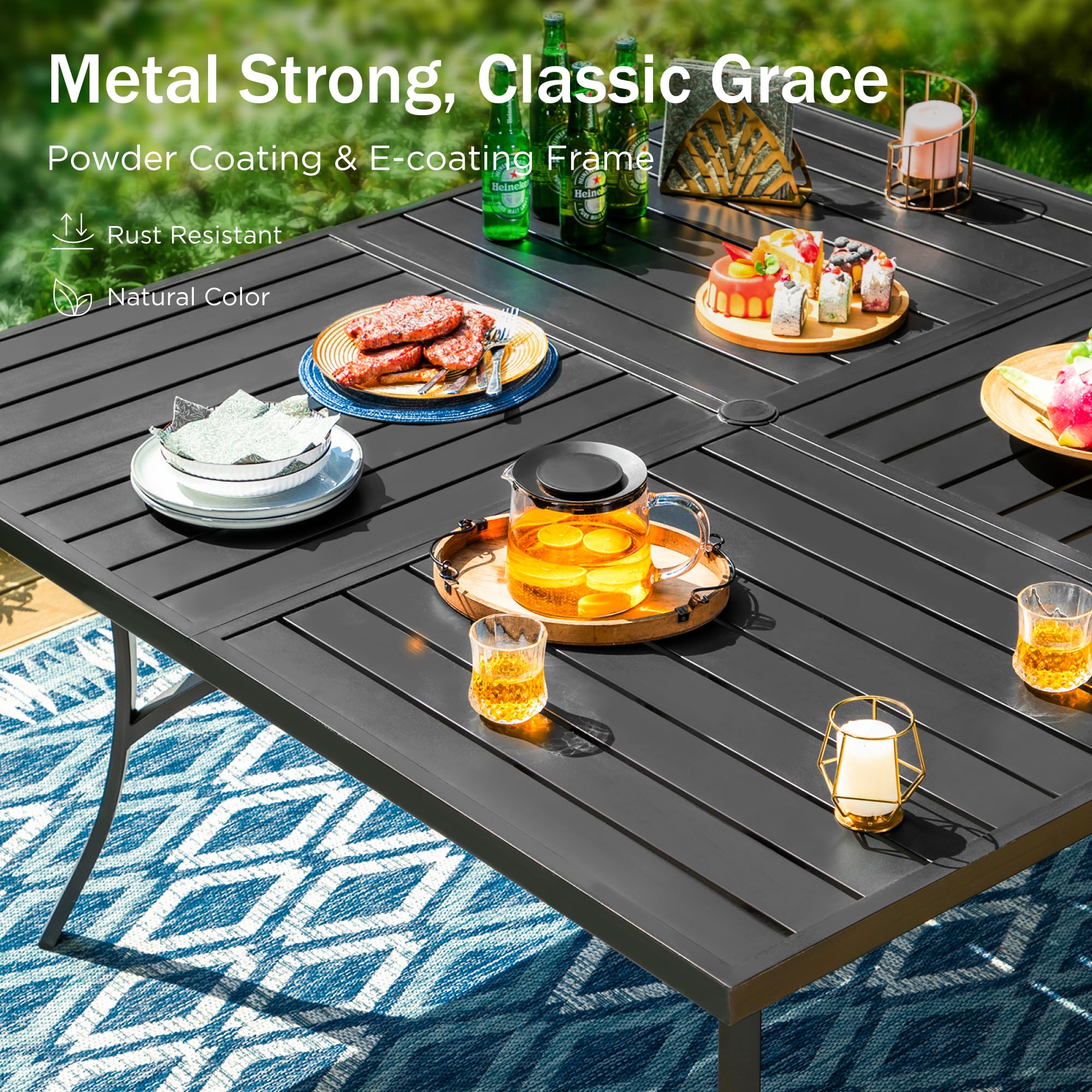 Large Outdoor Square Dining Table for 8