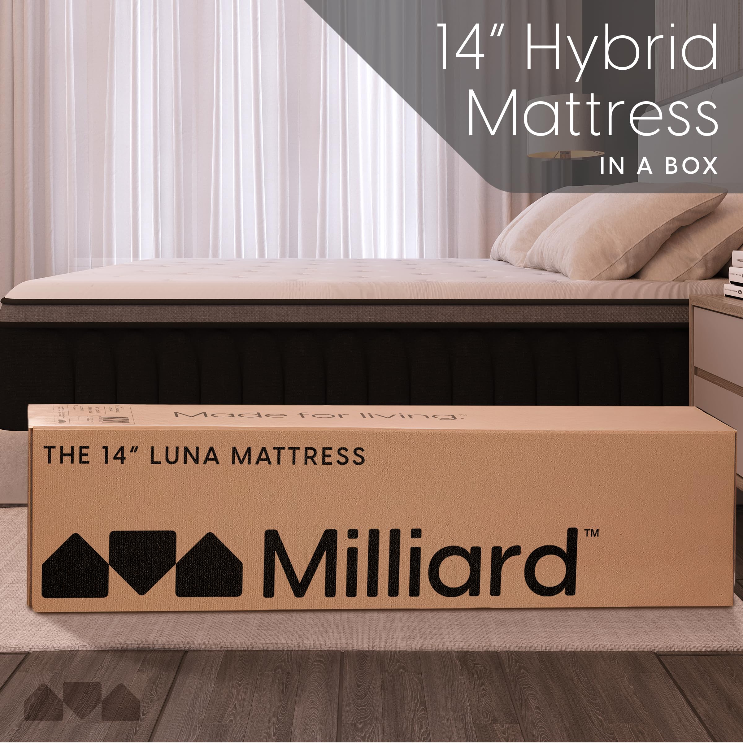 14 Inch Hybrid Queen Mattress with Memory Foam and Quilted Pillow Top