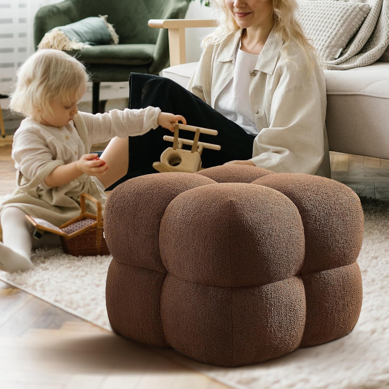 Square Pouf Ottoman Footstool