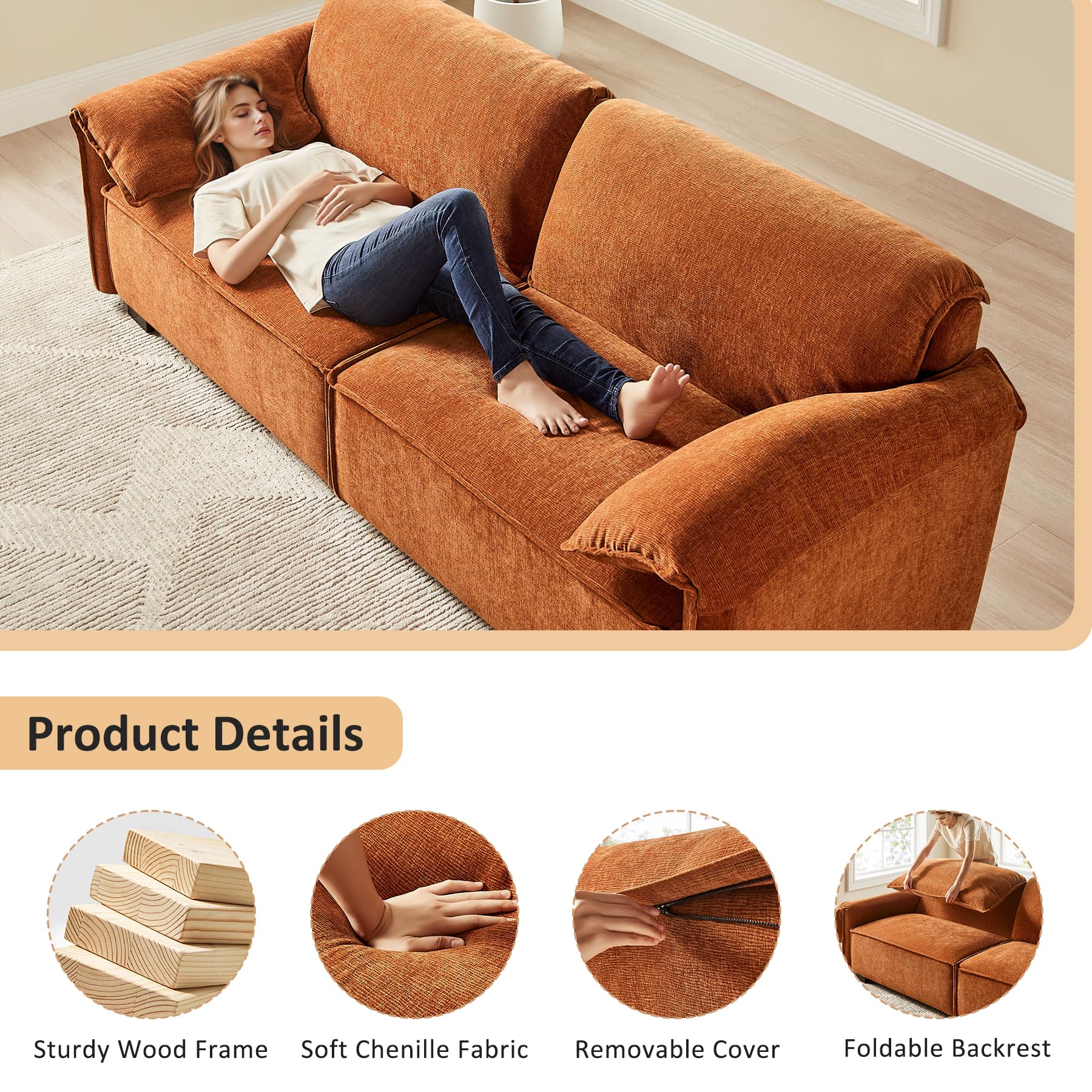 3-Seater Chenille Sofa Couch