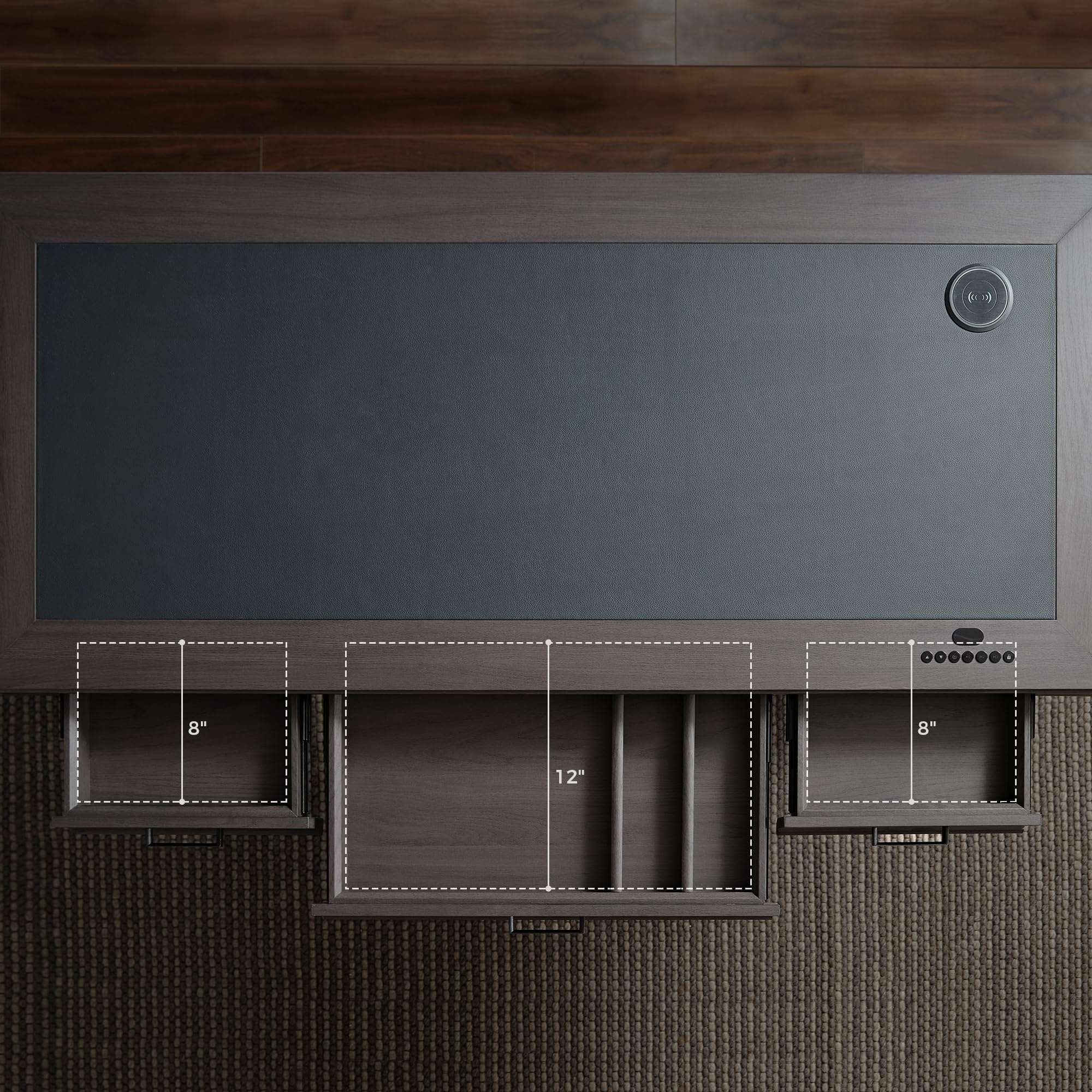 Leather Standing Desk 60 Inch with Drawers