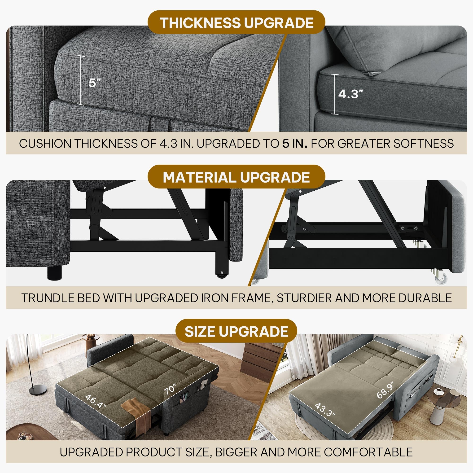 Convertible Sofa Bed with Pull-Out Bed