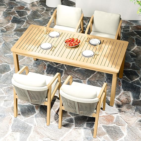 7-Piece Outdoor Dining Set with Acacia Wood Frame