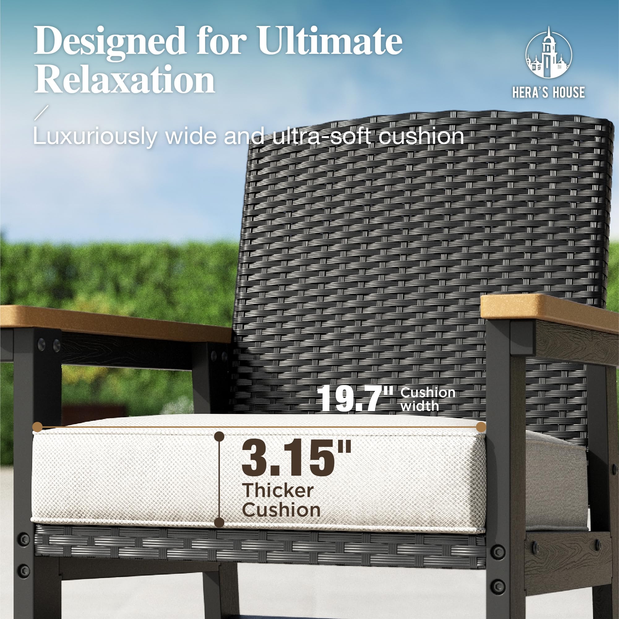 7-Piece Patio Dining Set with HDPE Table and Wicker Chairs