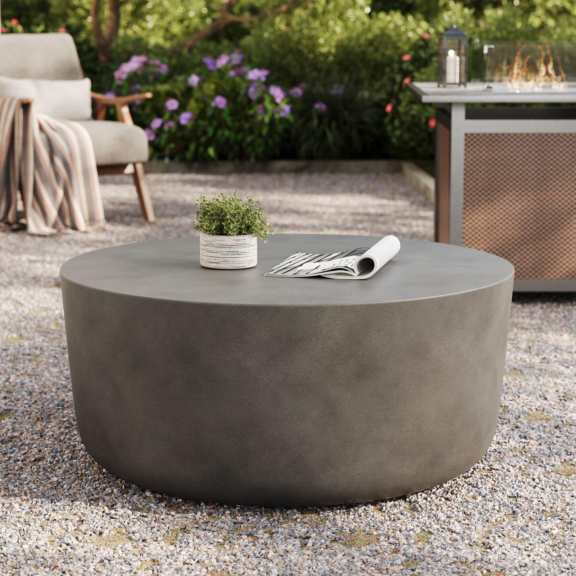 34 Inch Round Concrete Coffee Table