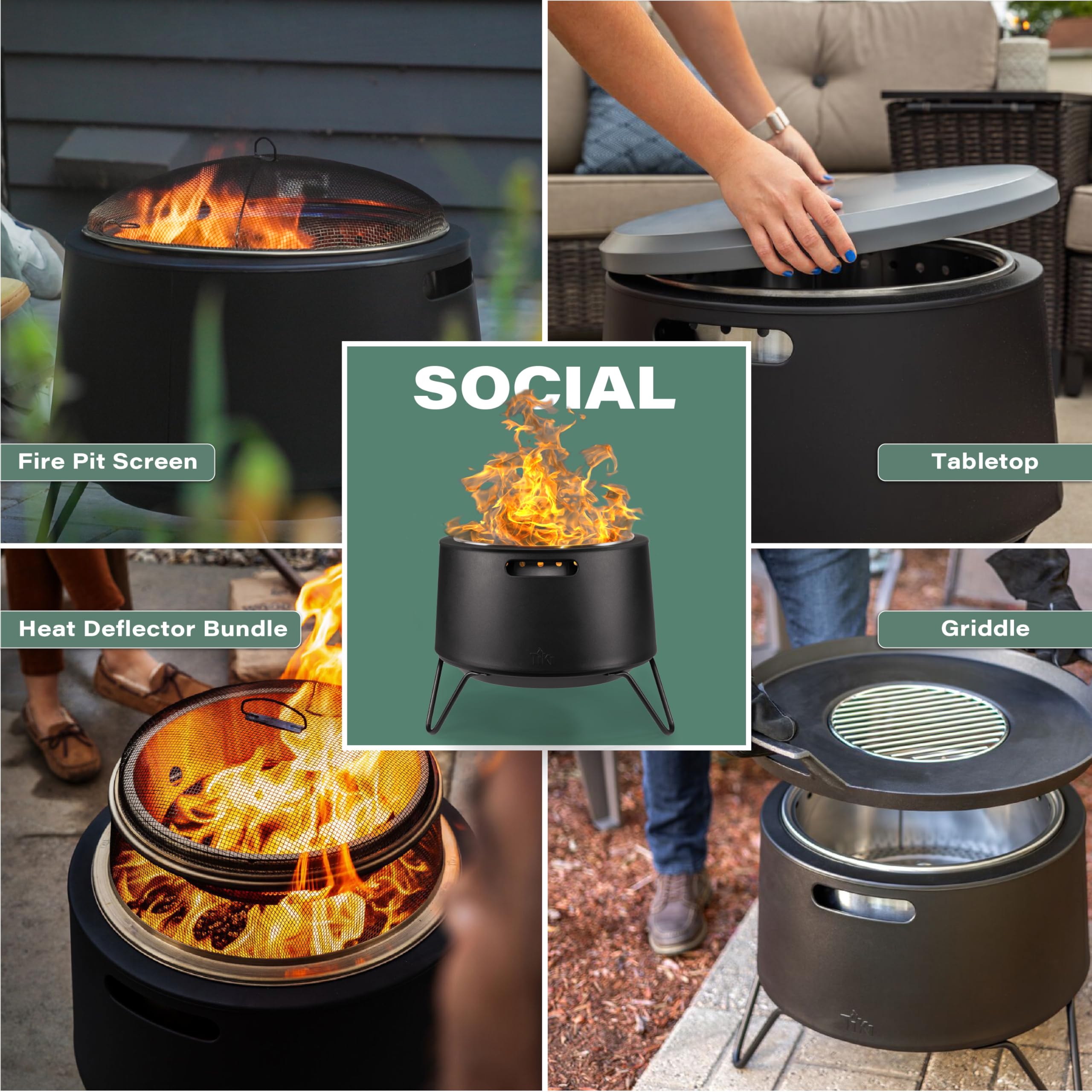 20-Inch Smokeless Fire Pit with Ash Base and Cover