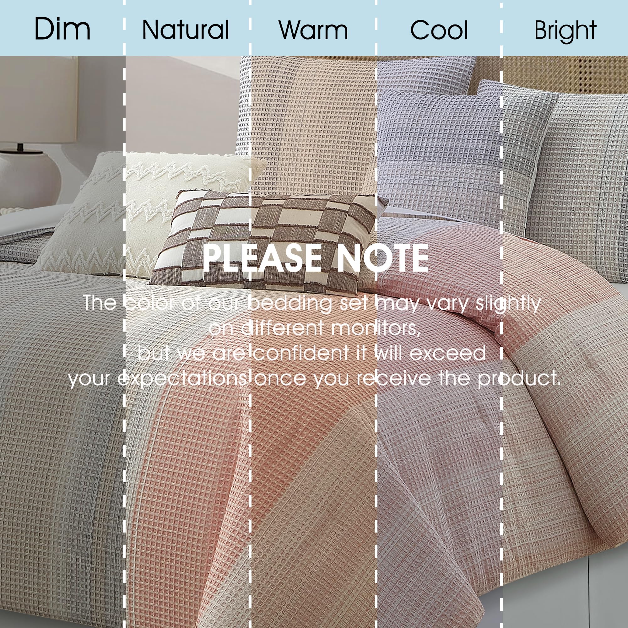 7-Piece King Comforter Set Grey Waffle Jacquard