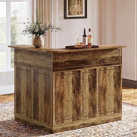 L-Shaped Bar Cabinet with Stemware Racks