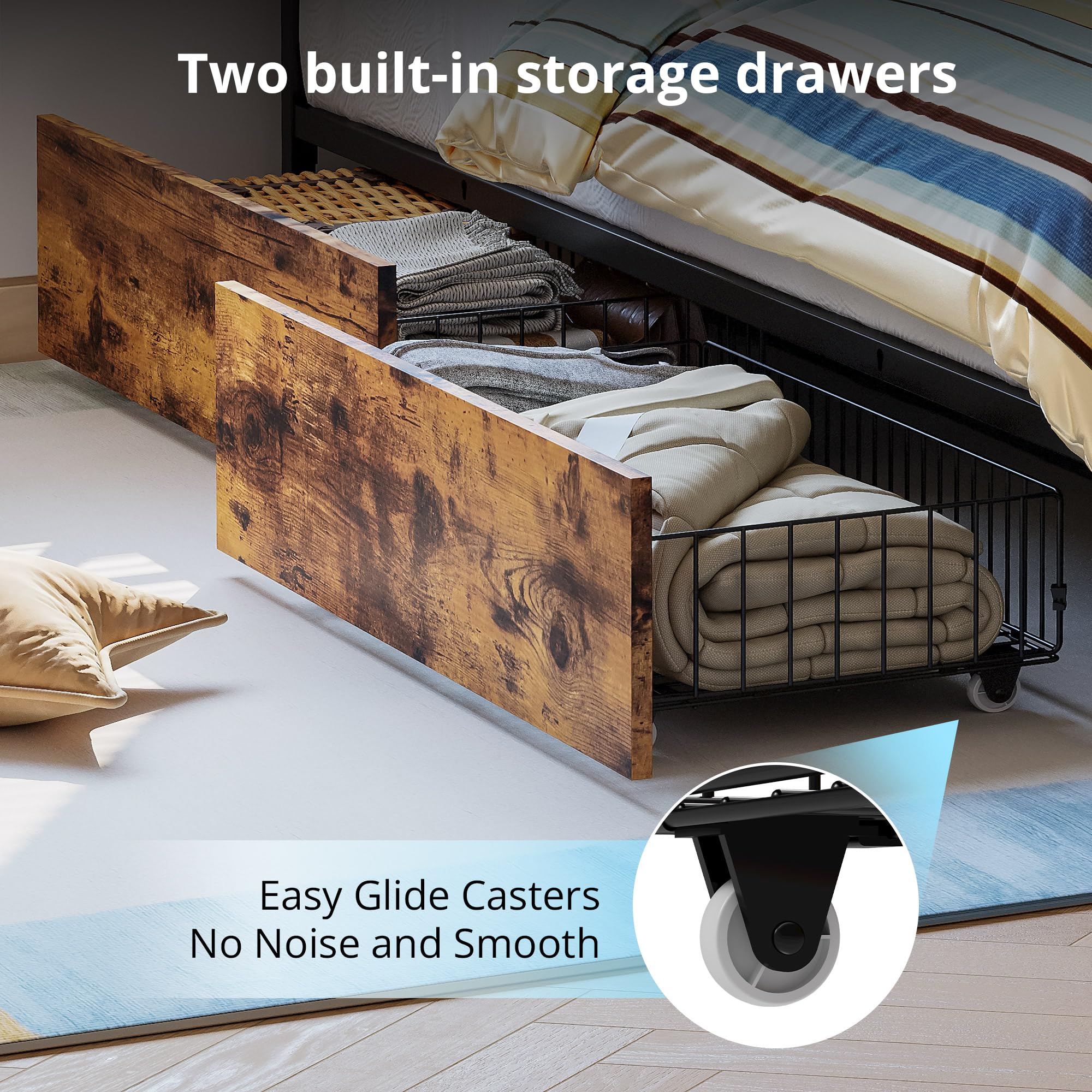 Corner Twin Daybed with Storage Drawers and LED Lights