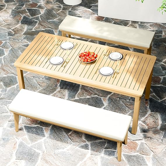 7-Piece Outdoor Dining Set with Acacia Wood Frame