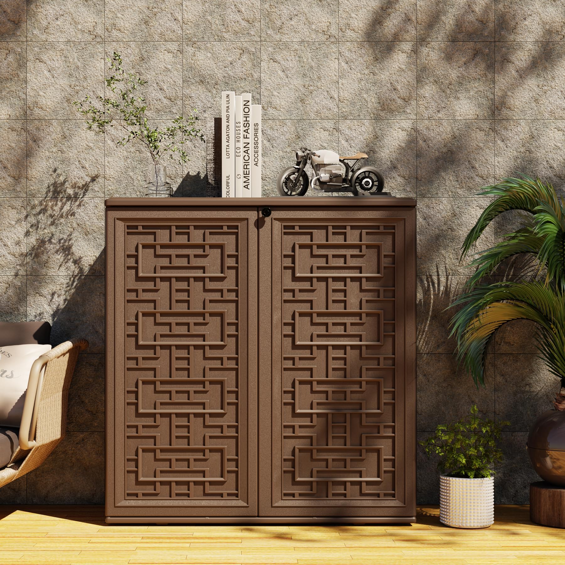 Waterproof Outdoor Storage Cabinet with Shelf