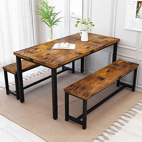 3-Piece Dining Table Set with Bench