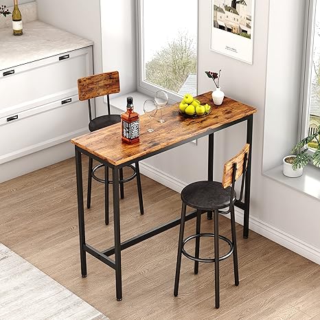 5-Piece Bar Table Set with Upholstered Stools