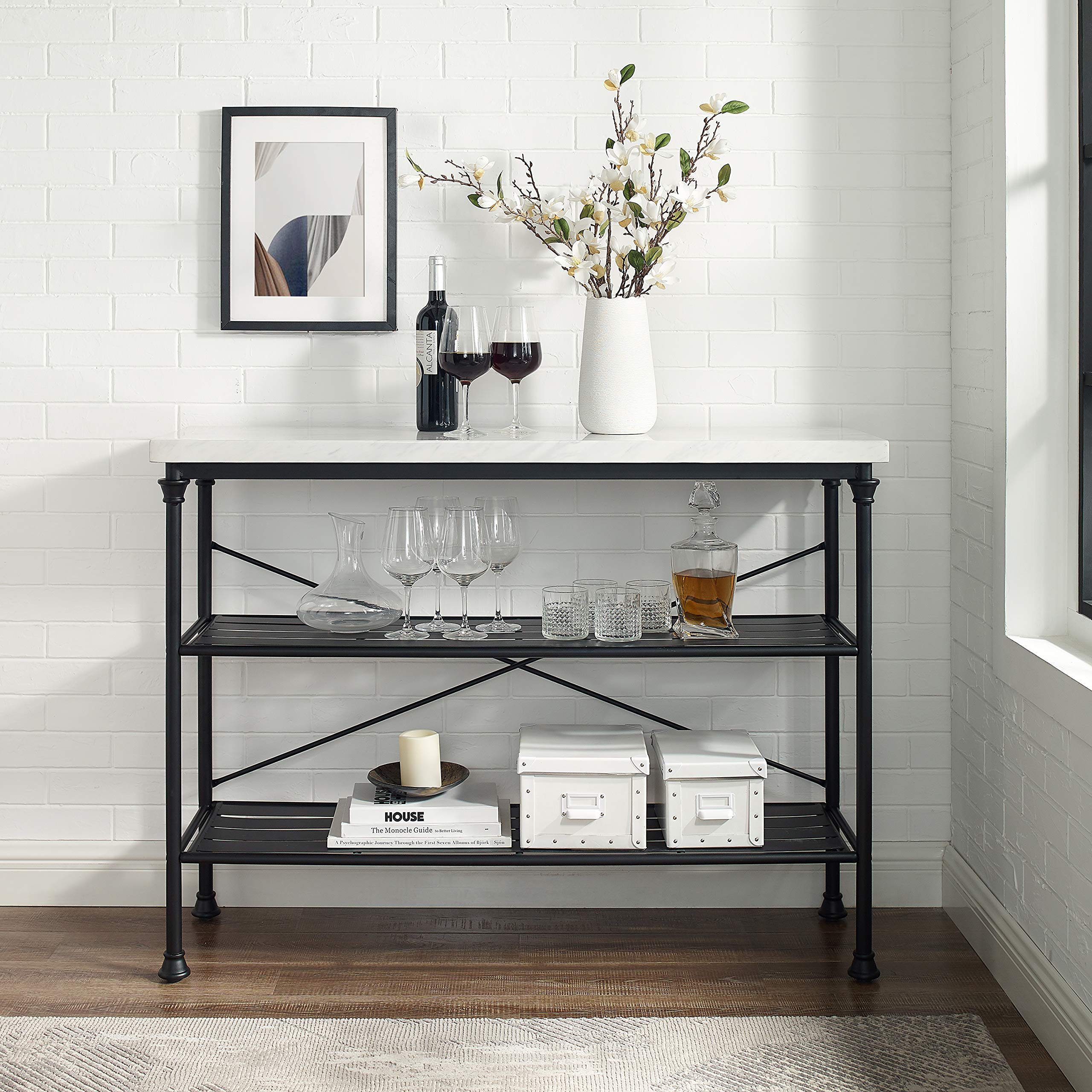 Madeleine Sofa Console Table with Storage Shelves