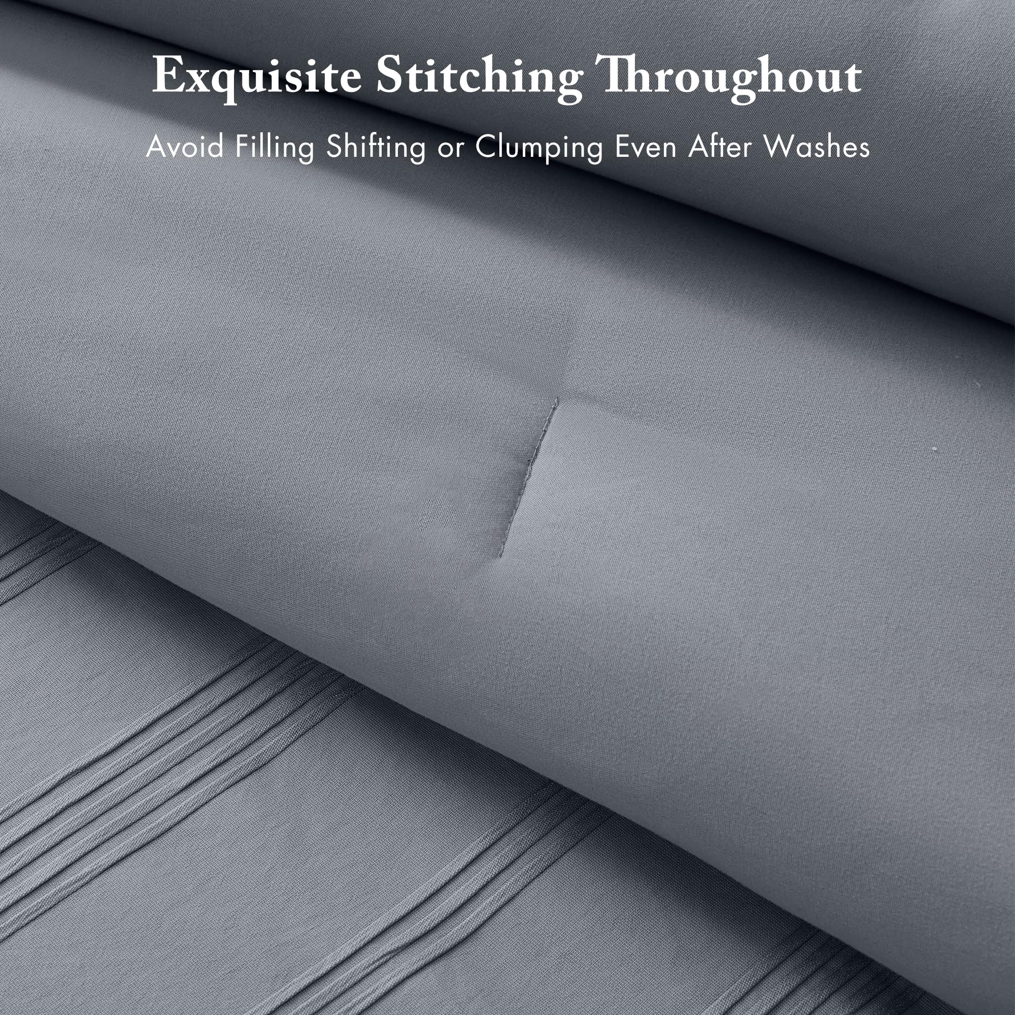 Queen Striped Comforter Set - 7 Piece Bed in a Bag