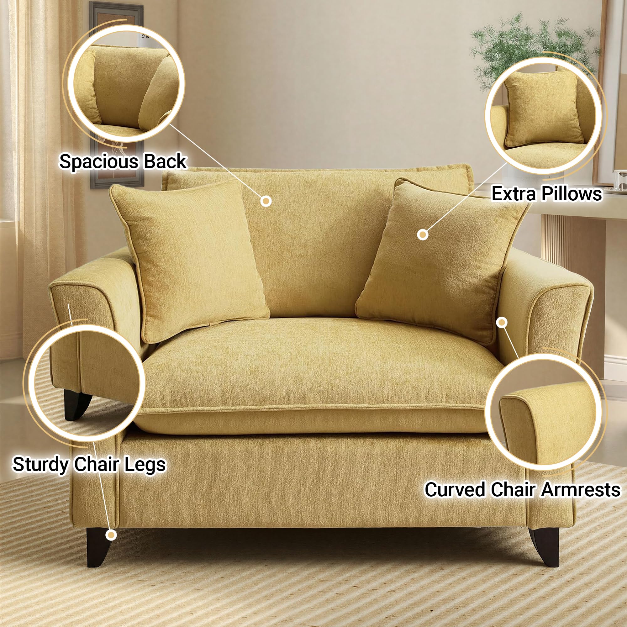 Chenille Upholstered Accent Chair with Removable Cover