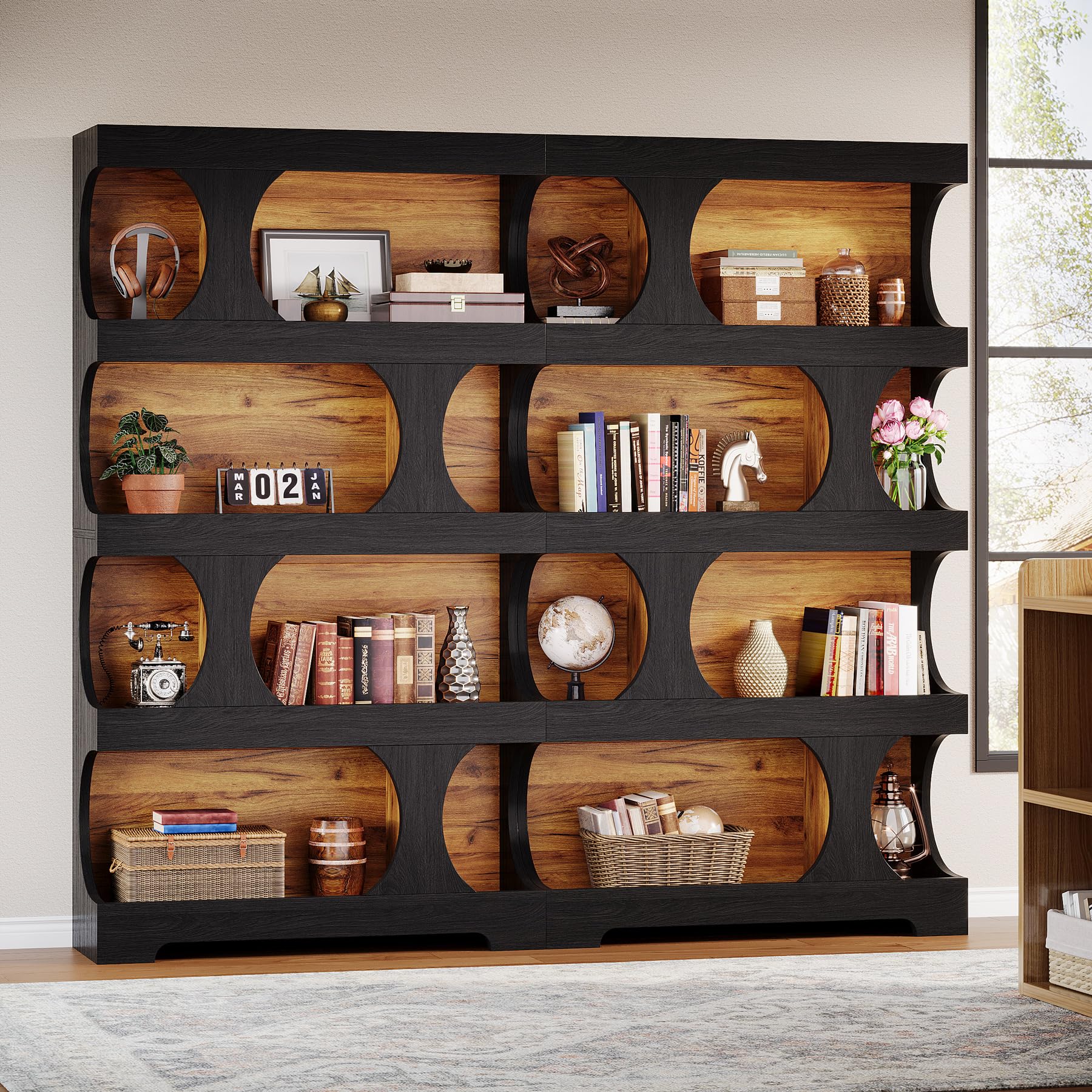 71" Asymmetrical Black Bookcase