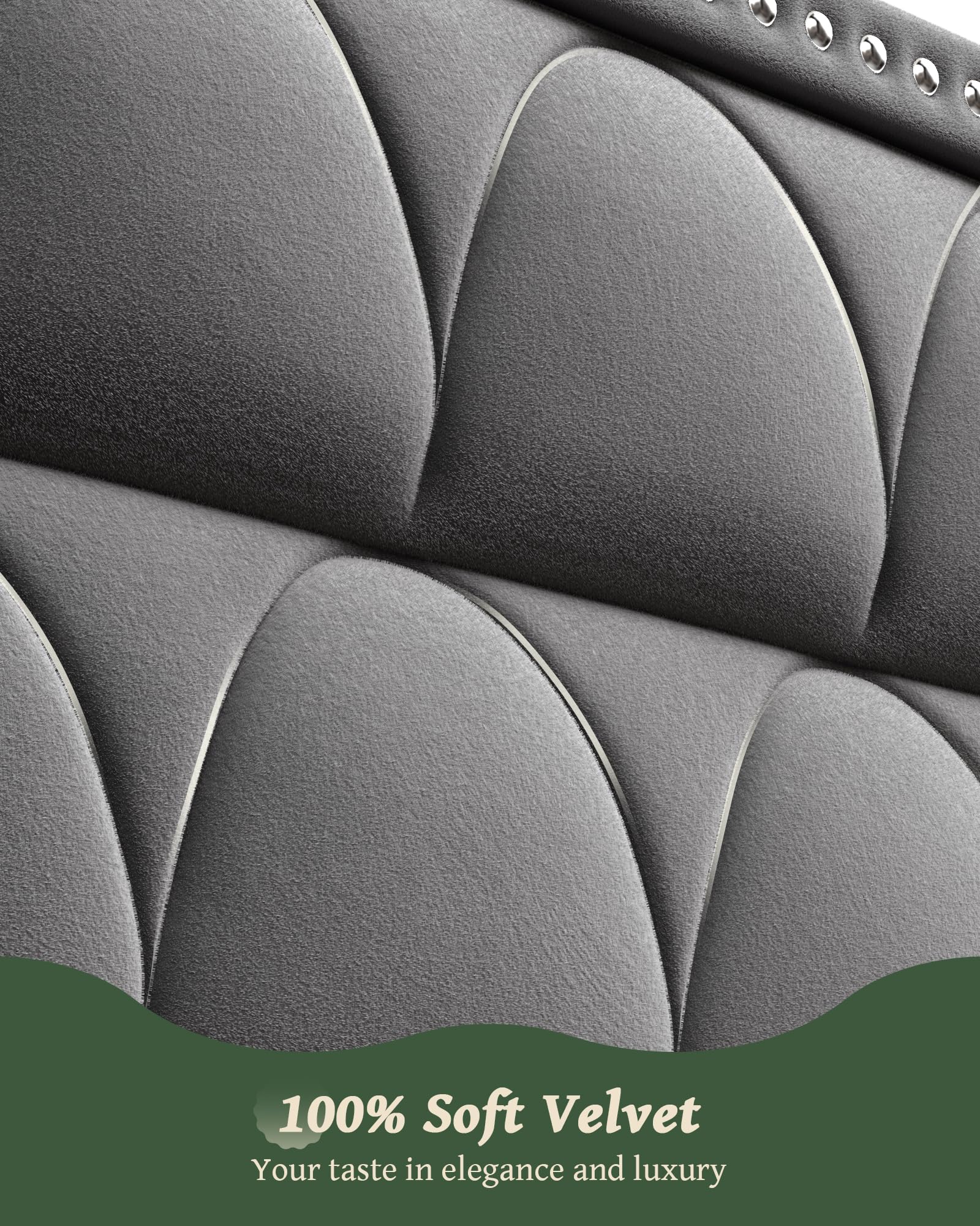 Queen Size Velvet Upholstered Platform Bed Frame
