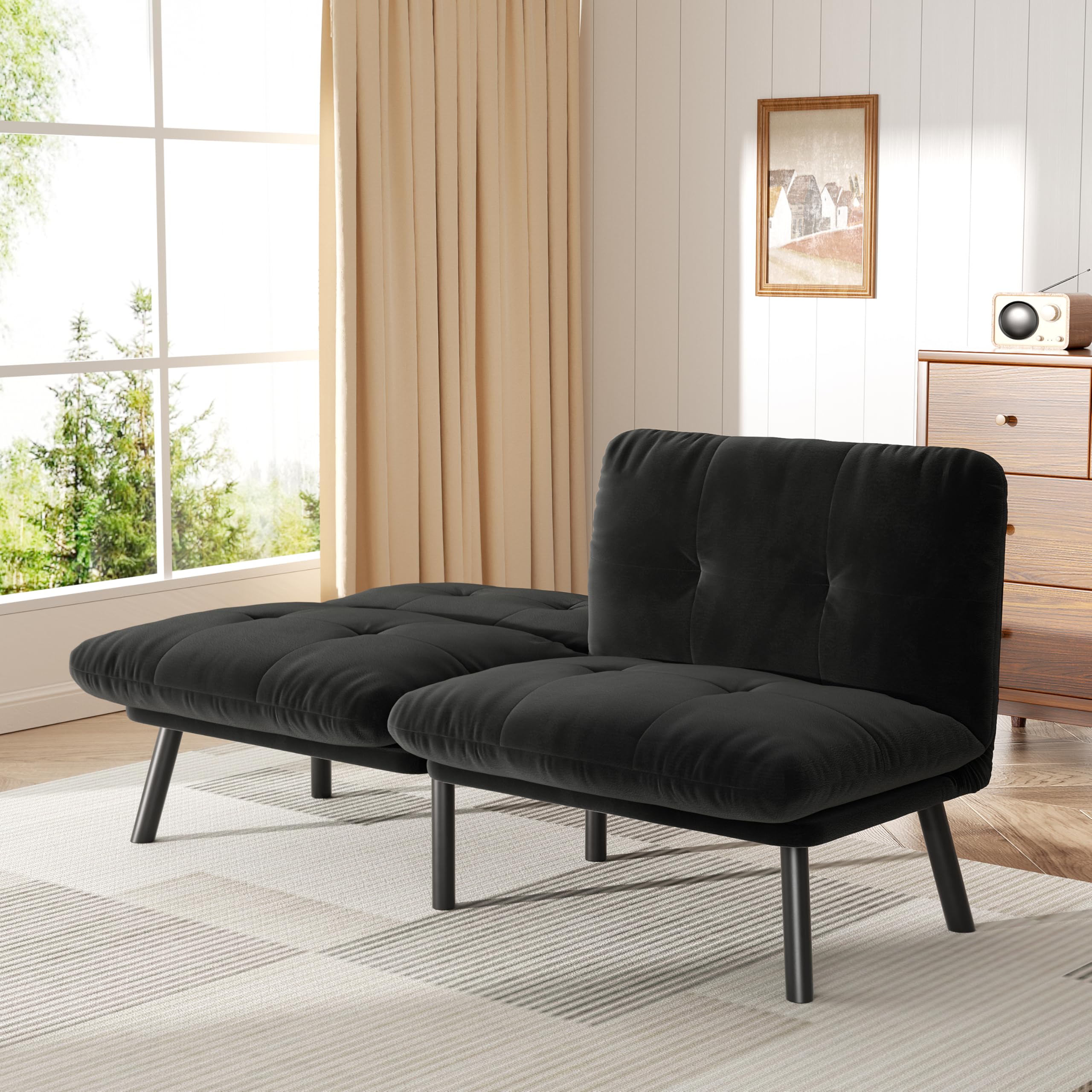 Futon Sofa Sleeper Couch with Adjustable Backrest