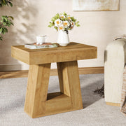 24" Modern Side Table 2-Tier Narrow Wooden End Table