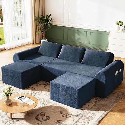 Cloud Sectional Couch with Ottoman and Pillows