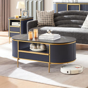 Modern Luxury Fluted Coffee Table 48" Oval with Drawer