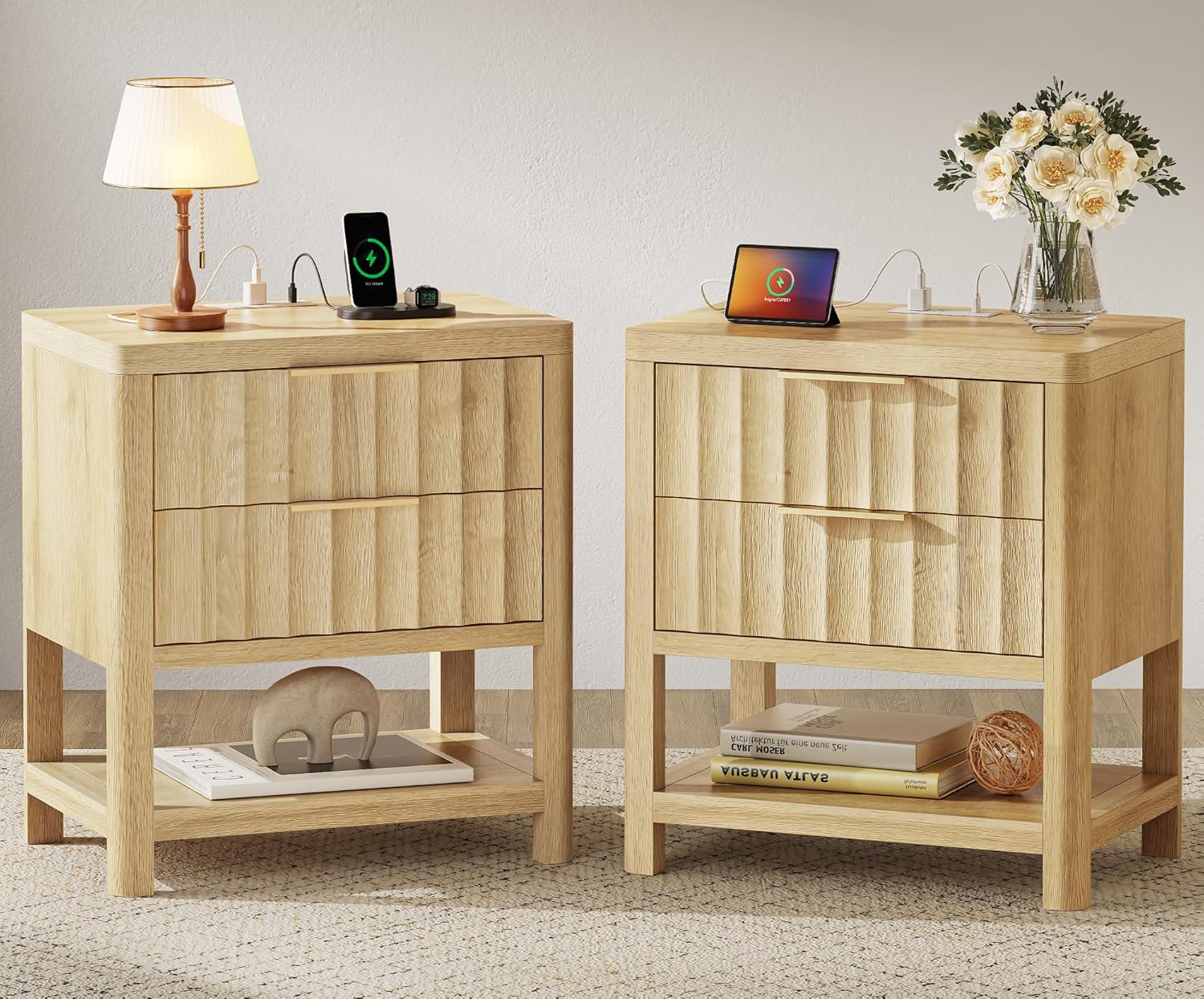 Tall Nightstand with Charging Station