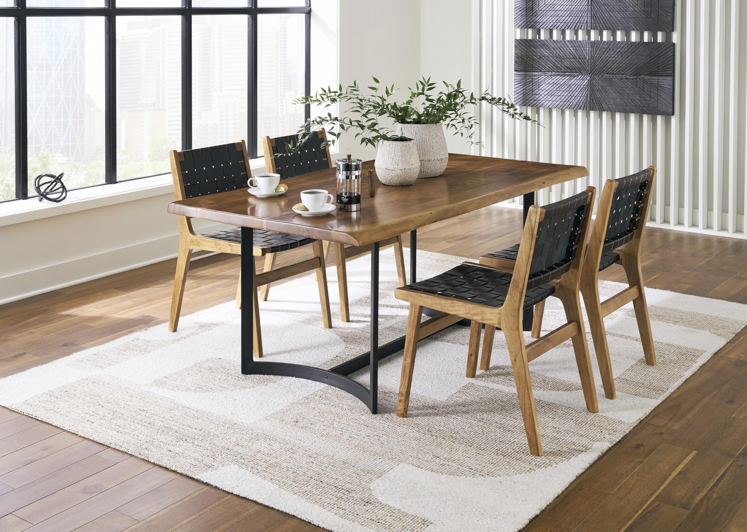 Fortmaine Contemporary Dining Table with Natural Live Edge