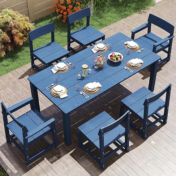 7 Piece Outdoor Patio Dining Set with Umbrella Hole