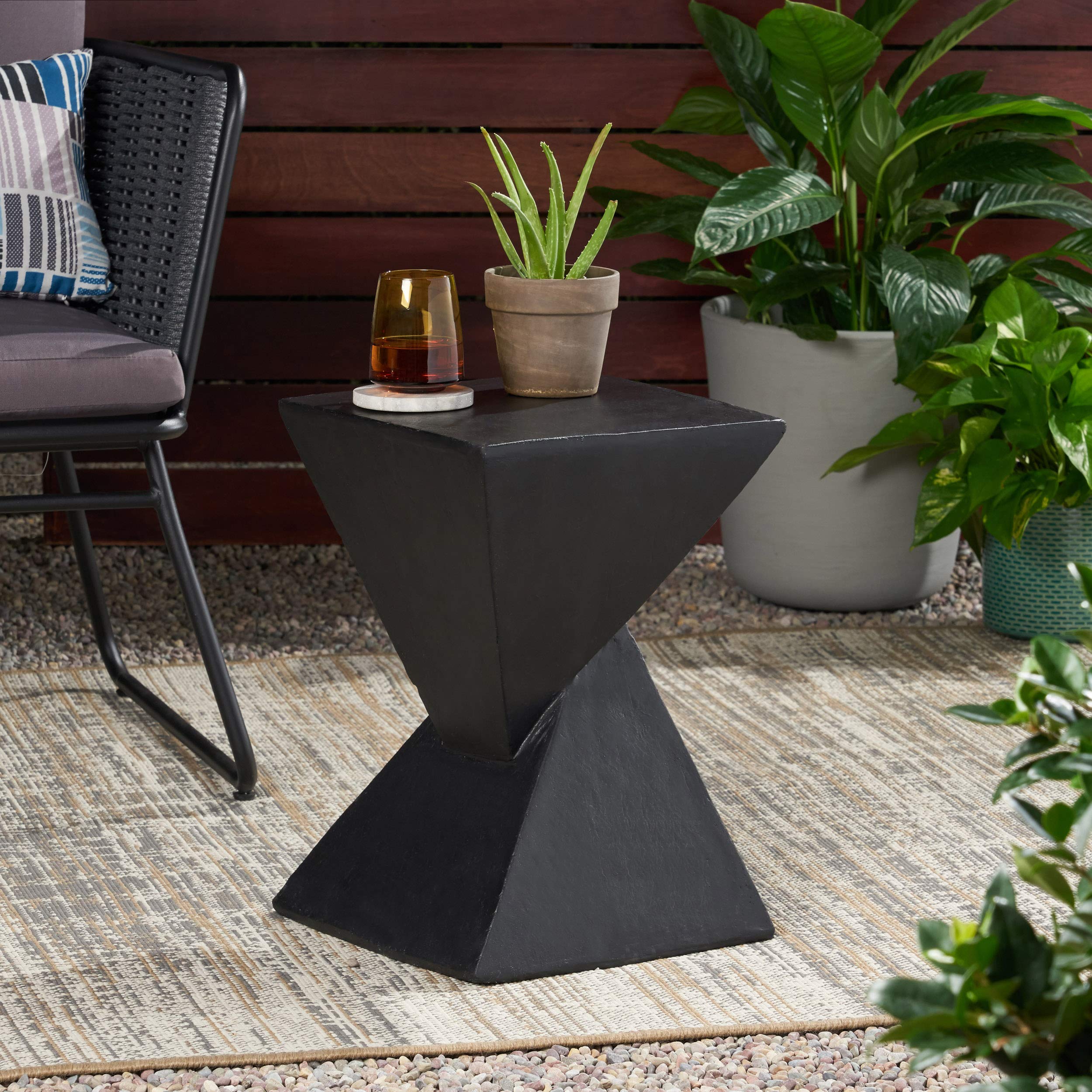 Lightweight Concrete Accent Table Black
