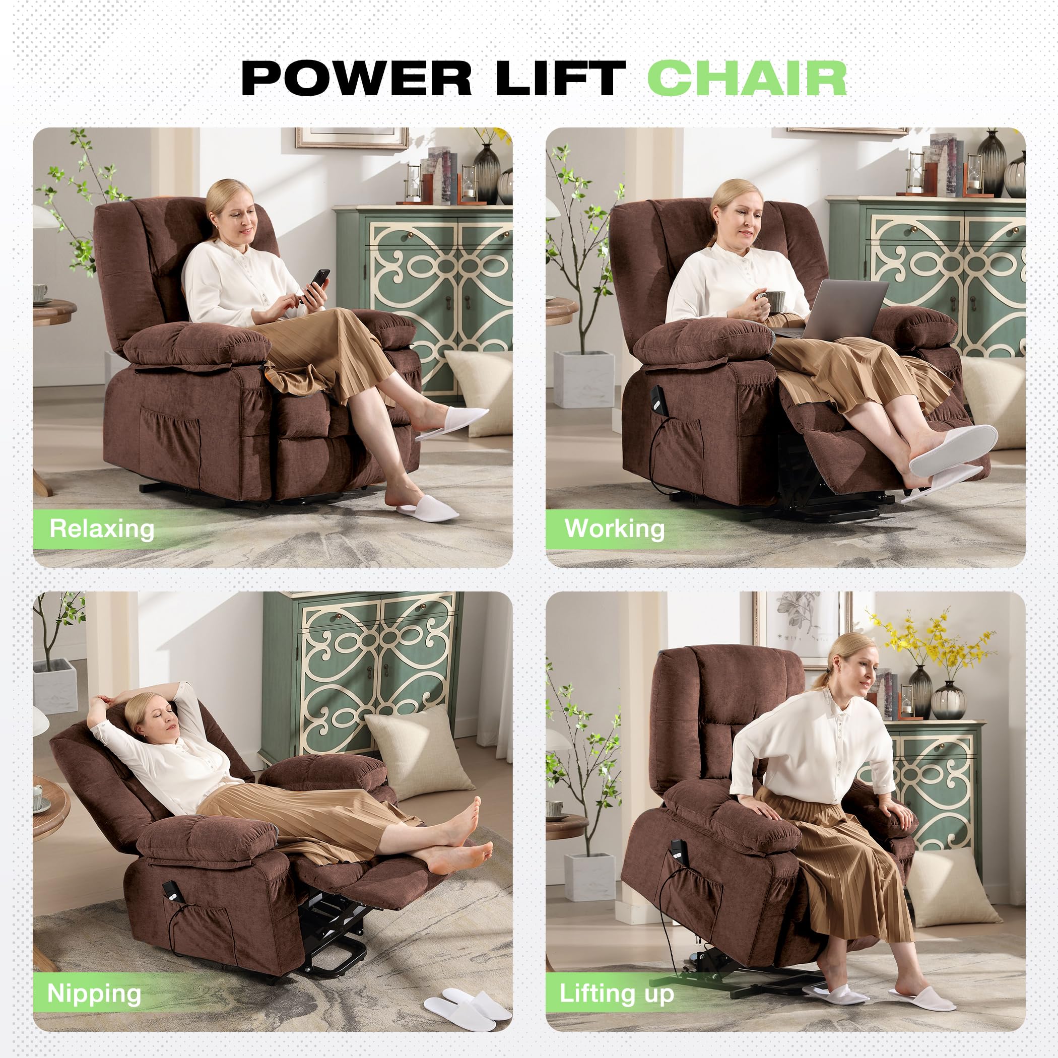 Power Lift Recliner Chair with Massage and Heat